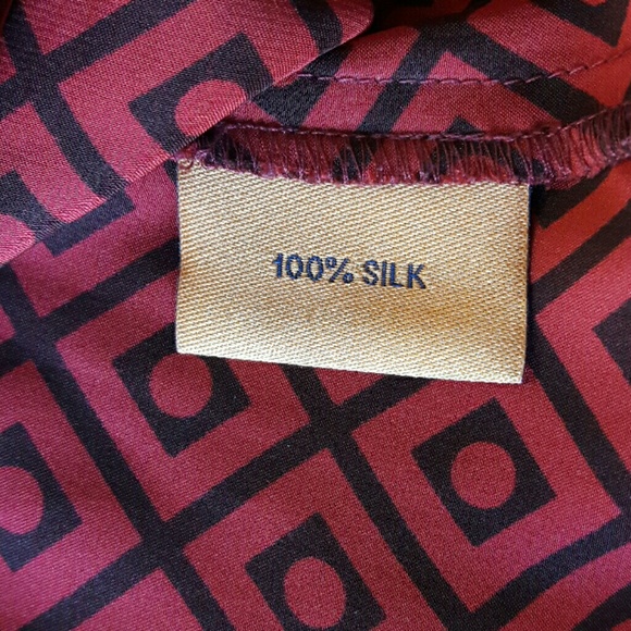 Tory Burch Red Diamond Patterned Silk Blouse Top - Picture 4 of 6